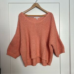 Victoria's Secret Sweater Size M Salmon Oversized Boxy Chunky Knit Cozy Wool